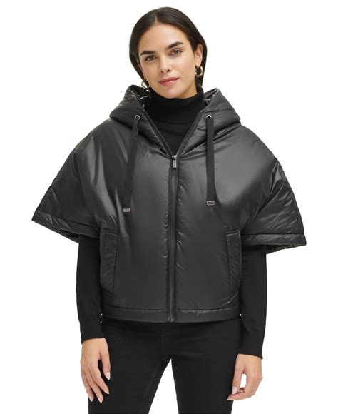 Calvin Klein Zip Front Puffer Poncho In Black Lyst