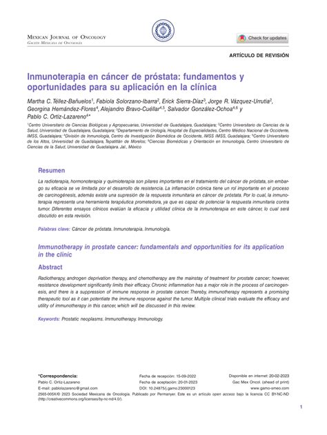 PDF Inmunoterapia en cáncer de próstata fundamentos y oportunidades