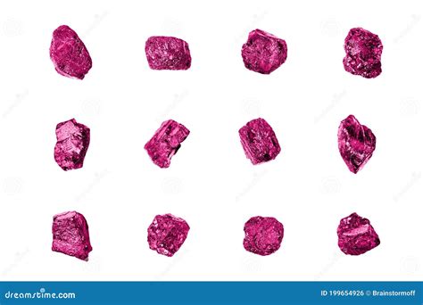 Pink Gem Stones White Background Isolated Close Up Raw Gemstones