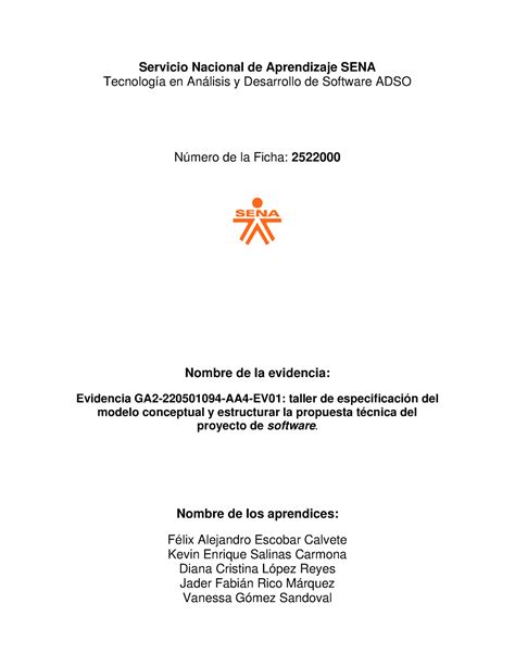 evidencia ga2 220501094 aa4 ev01 taller de especificación del modelo conceptual y estructurar la