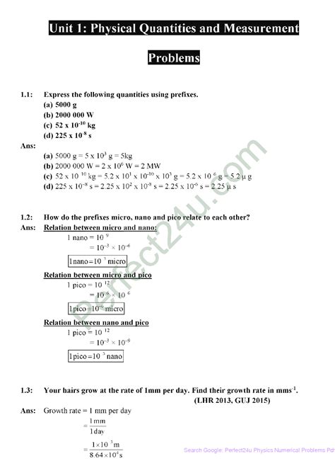 Solution Th Physics Pdf Numericals Chapter Studypool