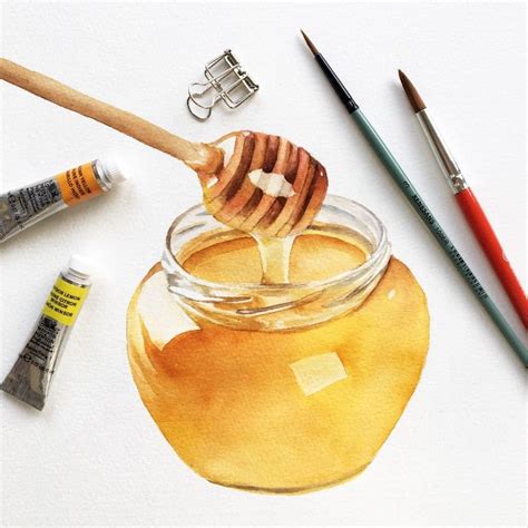 How To Paint Honey In Watercolor Food Illustration Watercolour