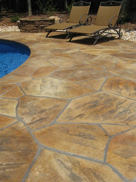 Multi Color Flagstone Pool Deck Stampitcrete Llc Specialty Concrete