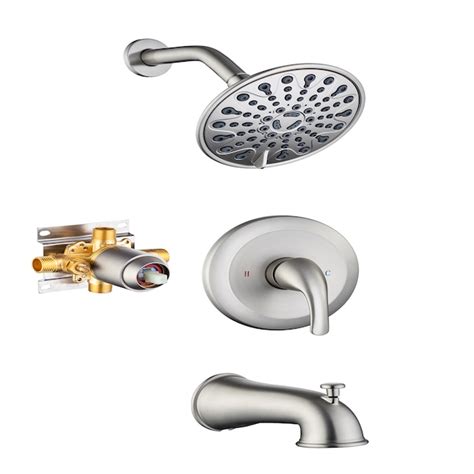 Mondawe Brushed Nickel Waterfall Built In Shower Faucet System With 2