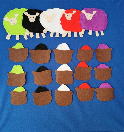 Baa Baa Black Sheep Flannel Board Story5 Little Sheep Felt Etsy