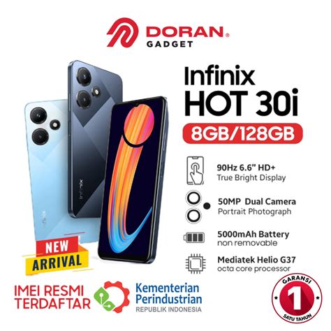 Jual Infinix Hot 30i 30 I 8 128GB RAM 8GB ROM 128GB GLACIER BLUE DIAMOND WHITE SUNFLOWER