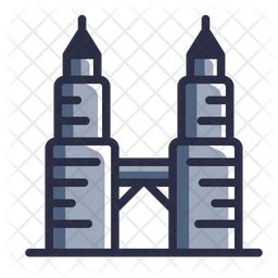 Petronas Tower Icon - Download in Colored Outline Style