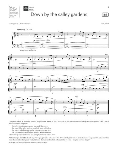 Down By The Salley Gardens Grade 1 List B3 From The Abrsm Piano