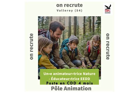 Offre Demploi Animateur Trice Nature Educateur Trice EEDD Centre