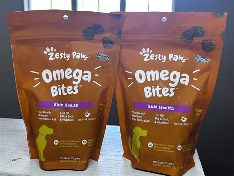 2 X Zesty Paws Omega Bites Omega 3 Supplement For Dogs Chicken Flavor