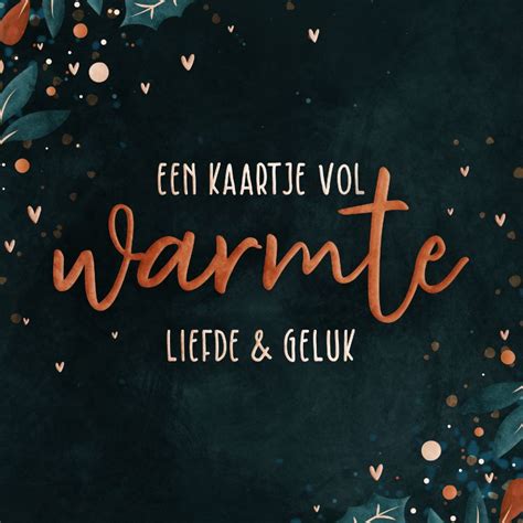 Kerstkaart Vol Warmte Met Hartjes Takjes En Besjes Kerst Kaarten