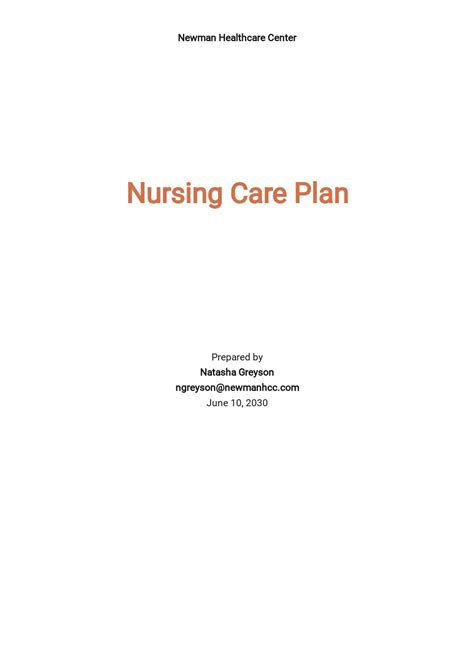 Nursing Care Plan Template Word