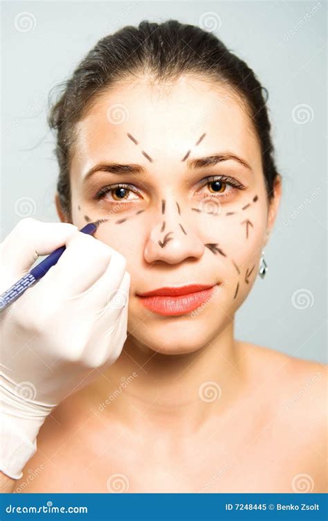 Marking Face For Cosmetic Surgery Stock Image Image Of Facial Exam