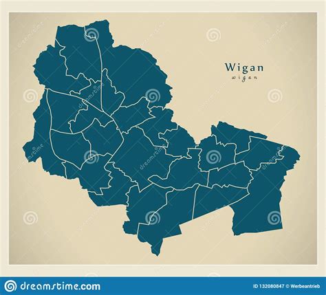 Modern City Map - Wigan City of England with Wards UK Stock Vector ...