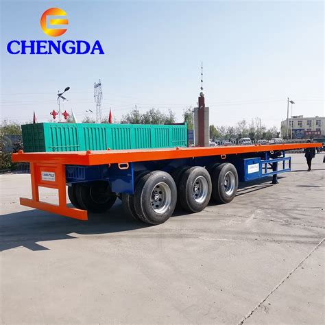 3 Axle 40FT Container Flatbed Semi Trailer For Sale China Flatbed