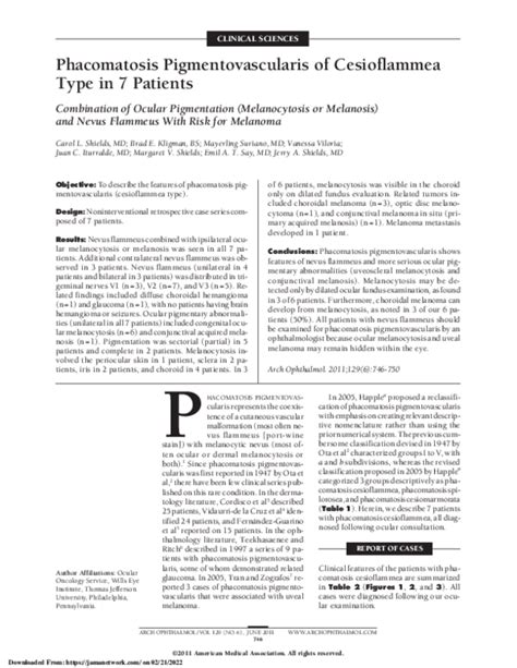 Pdf Phacomatosis Pigmentovascularis Of Cesioflammea Type In 7