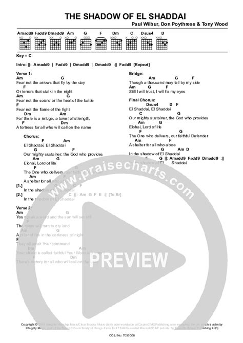 The Shadow Of El Shaddai Chords Pdf Paul Wilbur Praisecharts