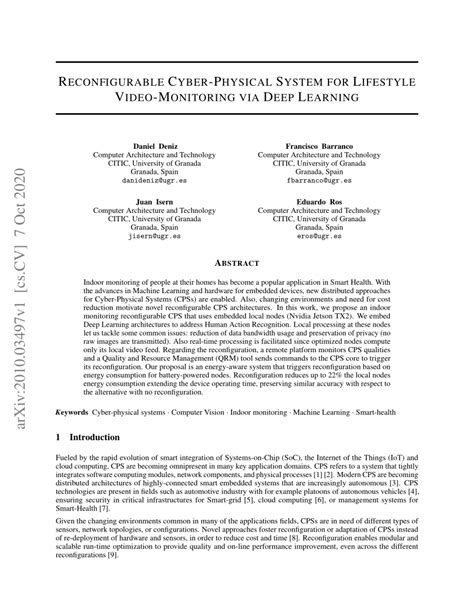 Pdf Reconfigurable Cyber Physical System For Lifestyle Video