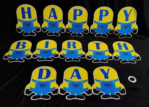 Blue,Yellow and Black Cardboard Minion Birthday Banner, For Decoration ...