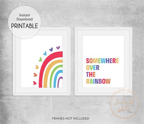 Somewhere Over The Rainbow Printable Print Set Wall Art Printable