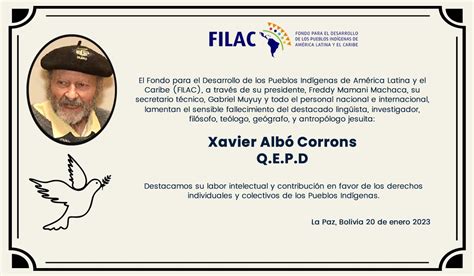 FILAC lamenta el sensible fallecimiento de Xavier Albó Fondo para el