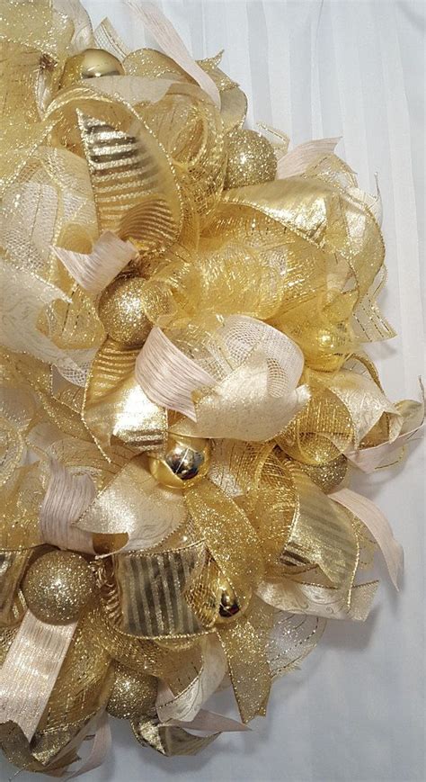 Gold and White Wreath Gold Christmas Wreath Gold New | Etsy | White wreath, Gold christmas ...