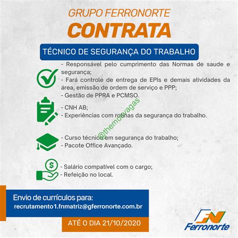 Técnico de Segurança do Trabalho Teresina PI 01 vaga s Themos