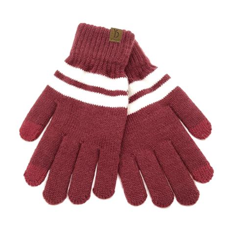 GL120038-RED Striped Knit Smart Gloves = - Savvy New York