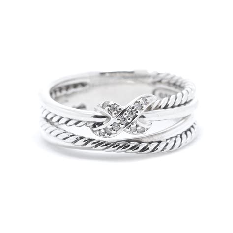 David Yurman Diamond X Crossover Ring Oliver Jewellery