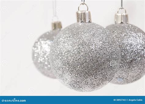 Silver Glitter Christmas Ornaments Stock Image Image Of Gleam