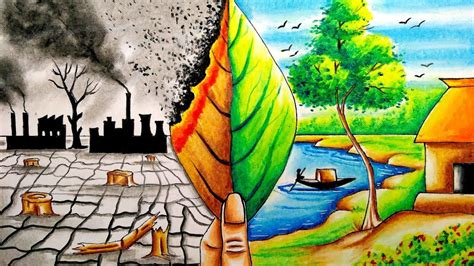 Stop Air Pollution Save Environment Drawing With Oil Pastel For ...