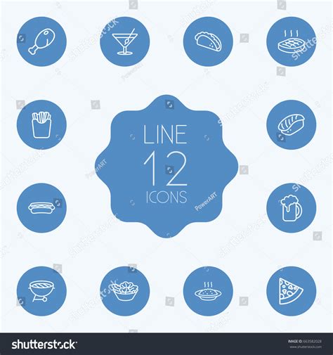 Set Food Outline Icons Setcollection Stock Vector Royalty Free