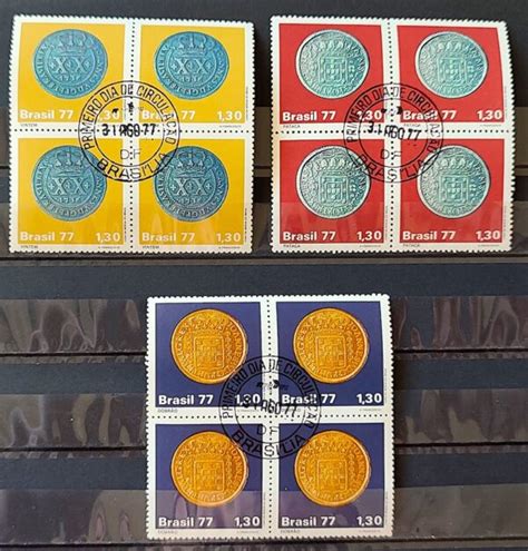 C 1002 Selo Moedas Do Brasil Colonial Numismatica Vintem Pataca Dobrao