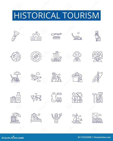 Historical Tourism Line Icons Signs Set Design Collection Of Heritage