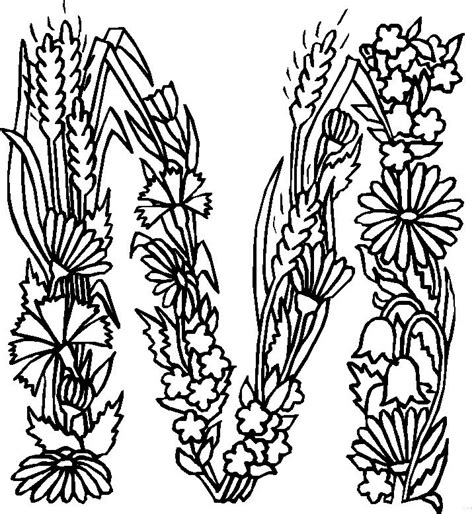 Coloring Page Alphabet Flower M Coloringme