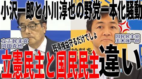 【小沢一郎氏と小川淳也氏率いる野党一本化騒動】岡田克也vs玉木雄一郎 〜空理空論的主張は響かない〜 玉木雄一郎の部屋 Youtube