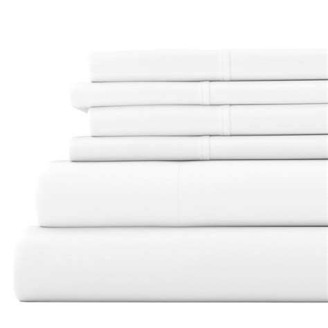 Noble Linens 6 Piece White Solid Microfiber Bed Sheet Set For King Size Bedding