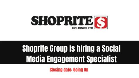 Shoprite Group Is Hiring A Social Media Engagement Specialist