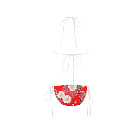 Red White Japanese Kimono Pattern Custom Bikini Swimsuit Id D