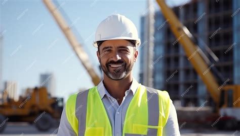 Premium Ai Image Civil Engineer Hispanic Smiling With Constuction