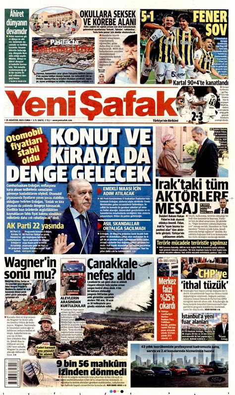 Yeni Şafak Gazetesi Yeni Şafak Manşet Oku Haberler 25 Ağustos 2023