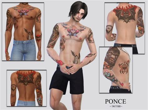 Ponce Tattoo McLayneSims Mick Sims 4 Clothing Sims 4 Tattoos Sims 4