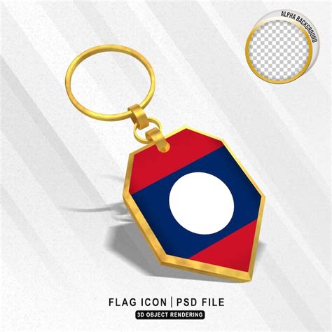 Premium Psd Laos Flag D Golden Keychain