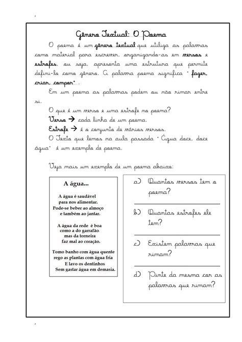 Poema É Um Genero Textual - Gênero textual: O Poema 3º Ano do Ensino Fundamental | PDF