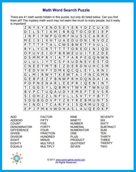 Free Math Word Search Puzzles Download Free Math Word Search Puzzles