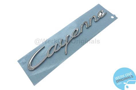 Official Porsche 'Cayenne' Rear Badge Logo in Chrome Silver for Cayenn