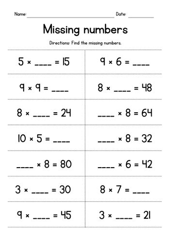 Multiplication Tables 2 10 Missing Numbers Teaching Resources