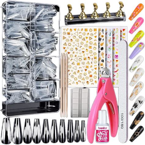 Long Coffin Full Cover Clear Press On Nails DIY Design Kit | Shop Today ...