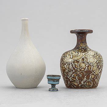 Stig Lindberg Two Vases And A Miniature Stoneware Gustavsberg And