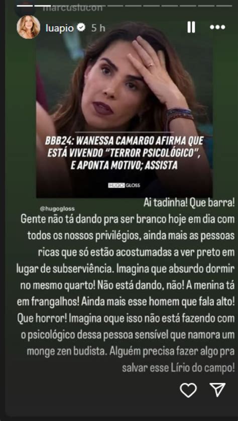 Luana Piovani Debocha De Situa O De Wanessa No Bbb A Menina T Em